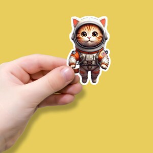 Cat astronaut Sticker, Animal Lovers, Cat lovers Sticker, Vinyl Decal for water bottles, Journals, Laptops, Waterproof Stickers