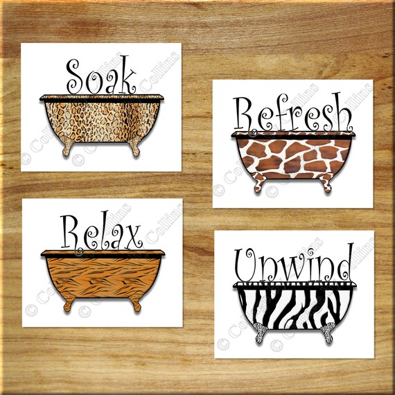 Zebra Leopard Cheetah Giraffe Safari Tub Bathtub Wall Art Etsy