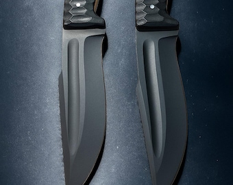 D2 Steel Hunting Knife: Hand-Carved Micarta Handle, Leather Sheath
