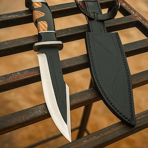 Handmade K110 German Steel Tactical Knife: Rosewood Resin Handle, Sheath