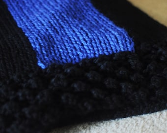 Knit Thin Blue Line Fallen Police Officer Remembrance Blanket/Throw