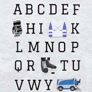 Hockey ABC Wall Art, Hockey Nursery, Hockey ABC Wall Art, Hockey Baby Wall Art Downloadable