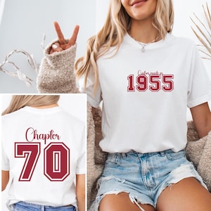Chemise du 70e anniversaire, chemise de l&#39;année de naissance 1955, chemise du chapitre 70, T-shirt des 70 ans, chemise de 1955, chemise de fête du 70e anniversaire, cadeau d&#39;anniversaire pour elle