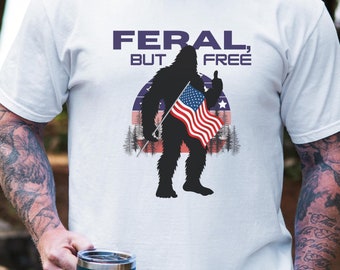 Big Foot Shirt, Sasquatch Tshirt, Big Foot American Flag shirt, Men's 4th Of July shirt, Sasquatch American Flag Shirt, 4th Of July Shirt