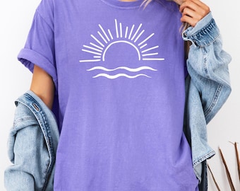 Comfort Colors® Sun Ocean Shirt, Strandhemden, Sommer-T-Shirt, Sunhine-Shirt, Damen Sommerhemd, übergroßes Strandhemd, Boho-Hemd