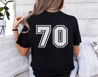 Camiseta de cumpleaños número 70, camiseta del año de nacimiento 1955, camiseta del capítulo 70, camiseta de 70 años, camiseta de 1955, camiseta de fiesta de cumpleaños número 70, regalo de cumpleaños para ella