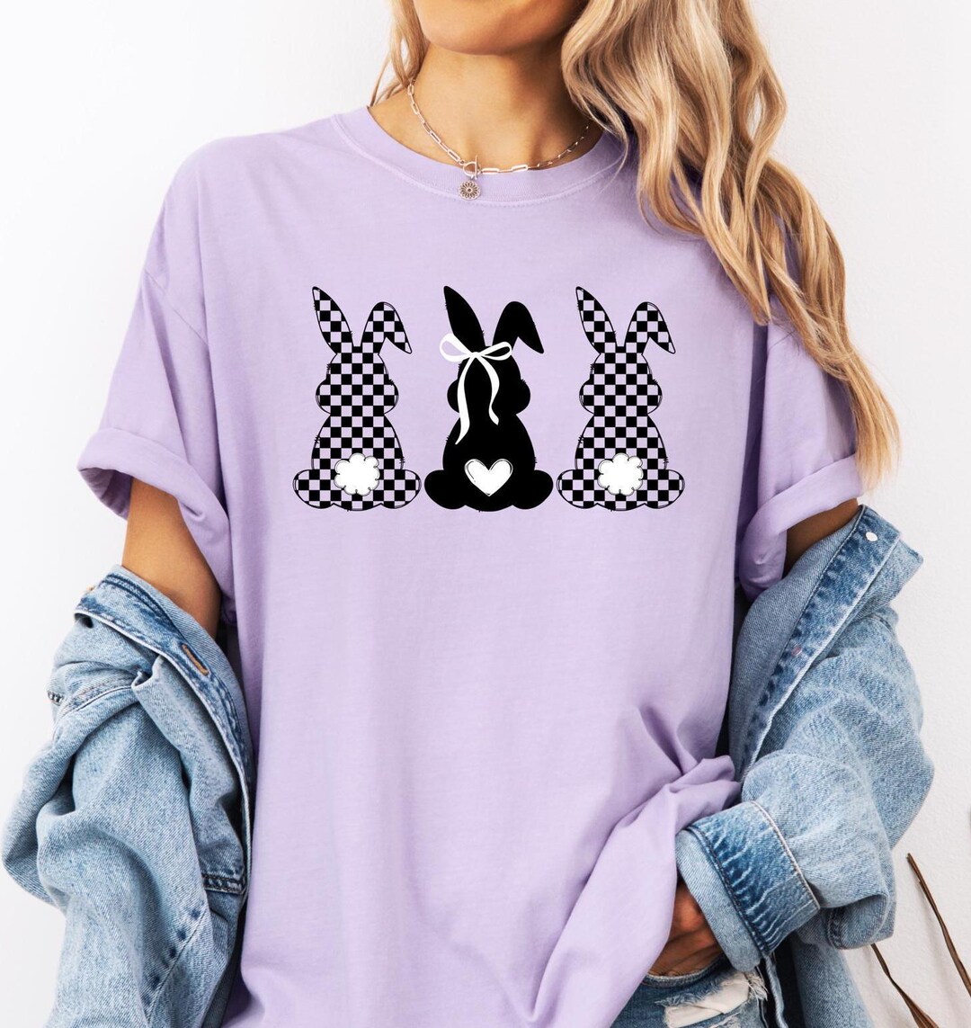 Checkered Easter Bunny Shirt, Womens Easter Shirt, Easter Shirt, Easter ...