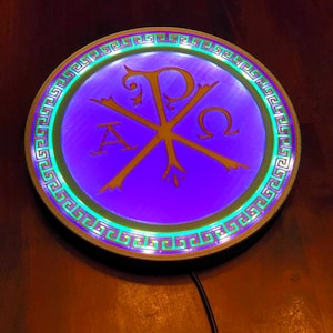 Chi Rho Christogram LED Wall Decor / Chi-Rho Christian Symbol, Alpha & Omega