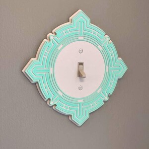 Round Art Deco Light Switch Covers - Retro Outlet Wall Plates - Geometric Faceplates with multiple color options