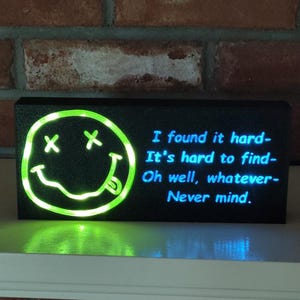 Nirvana Smells Like Teen Spirit music lyrics (LED lights) | Kurt Cobain Nirvana quote with smiley face logo | 90&#39;s Grunge Music nostalgia