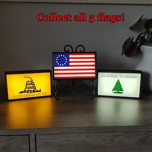 Collect all 5 of these patriotic flags of the American Revolution to create the ultimate Amerciana ambiance in your favorite space.