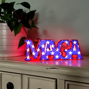 MAGA Illuminated Letter Sign: Patriotic American Decoration
