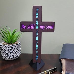 Cross with Christian hymn quote (illuminated)