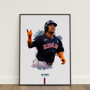 Jose Ramirez Poster, Baseball Poster, MLB Poster, Sports Poster, Cleveland Guardians, Wall Art Decor, Baseball Bedroom Decor, Baseball Gift