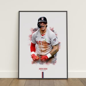 Pôster de Jarren Duran, pôster de beisebol, pôster da MLB, pôster esportivo, Boston Red Sox, decoração de arte de parede, decoração de quarto de beisebol, presente de beisebol