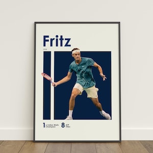 Pôster de Taylor Fritz, pôster de tênis, impressão de tênis, pôster de esportes, decoração de arte de parede, decoração de quarto de tênis, presente de tênis