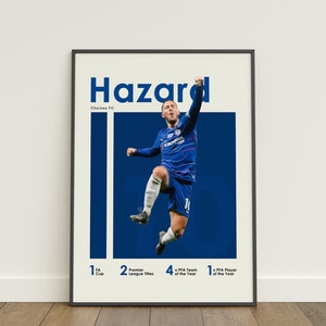 Eden Hazard Poster, Football Poster, Soccer Poster, Sports Poster, Chelsea FC, Wall Art Decor, Football Bedroom Decor, Soccer Gift