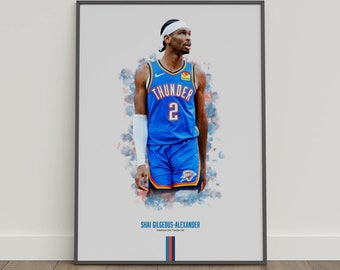 Shai Gilgeous-Alexander Poster, Basketball Poster, NBA Poster, Sports Poster, Oklahoma City Thunder, Basketball Bedroom Decor, NBA Gift