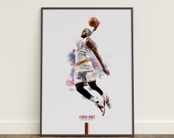 Lebron James Poster, Basketball Poster, NBA Poster, Sports Poster, Cleveland Cavaliers, Wall Art Decor, Basketball Bedroom Decor, NBA Gift