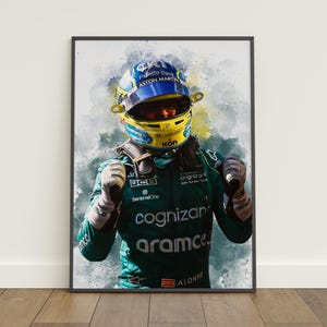 Fernando Alonso Poster, Formula 1 Poster, Car Poster, Sports Poster, Aston Martin, Wall Art Decor, Formula 1 Bedroom Decor, F1 Gift