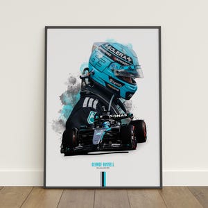 George Russell 2025 Poster, Formel 1 Poster, Auto Poster, Sport Poster, Mercedes, Wanddekoration, Formel 1 Schlafzimmer Dekor, F1 Geschenk