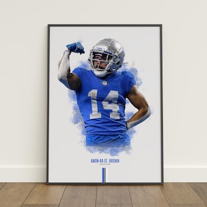 Amon-Ra St. Brown Poster, American Football Poster, NFL Poster, Sports Poster, Detroit Lions, Wall Decor, Football Bedroom Decor, NFL Gift
