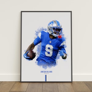Jameson Williams Detroit Lions Poster: NFL Football Wall Art (Digital Download)