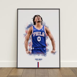 Tyrese Maxey Poster, Basketball Poster, NBA Poster, Sports Poster, Philadelphia 76ers, Wall Art Decor, Basketball Bedroom Decor, NBA Gift
