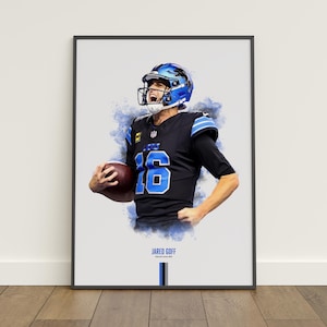 Jared Goff Poster, American Football Poster, NFL Poster, Sport Poster, Detroit Lions, Wanddeko, Football Schlafzimmer Dekor, NFL Geschenk