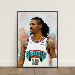 Ja Morant Poster, Basketball Poster, NBA Poster, Sport Poster, Memphis Grizzlies, Wanddekoration, Basketball Schlafzimmer Dekor, NBA Geschenk