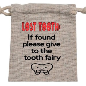 Personalized Toothfairy Pouch, custom tooth fairy cotton pouch. Missing tooth kit. Lost tooth kit.