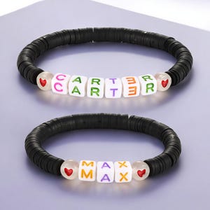 Pulseras personalizadas con letras para mamá e hijos: cerámica blanda y acrílico: regalo personalizable