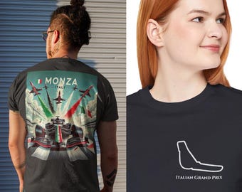 Camiseta unisex con estampado en la espalda, circuito de carreras italiano, circuito de carreras de Fórmula 1, Gran Premio de Italia