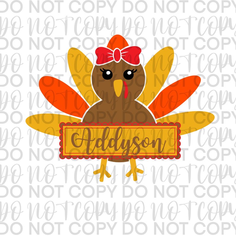 Personalized Girl Thanksgiving Turkey PNG Etsy