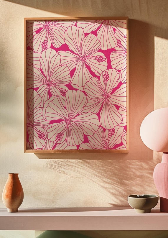 Tropical wall art hibiscus wall art beachy wall art preppy dorm decor surf poster beach house decor trendy wall art apartment art