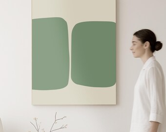 Soft Green Abstract Wall Art Print  Minimalist Decor  Calm Neutral Wall Poster Digital Download