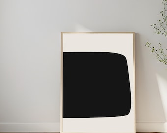 Minimalist Abstract Shapes Print  Black and White Modern Wall Art  Digital Download
