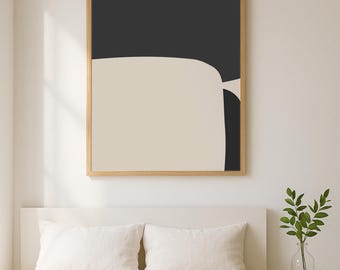 Minimalist Abstract Shapes Print  Black and White Modern Wall Art  Digital Download