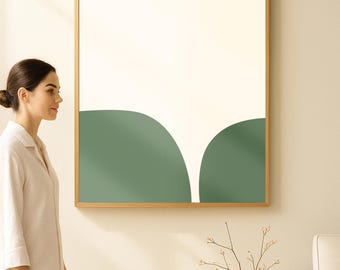 Soft Green Abstract Wall Art Print  Minimalist Decor  Calm Neutral Wall Poster Digital Download