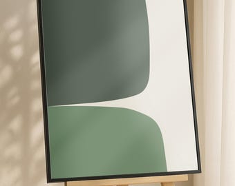 Salbeigrüne Wandkunst - Japandi Abstrakter Druck Minimalistischer digitaler Download
