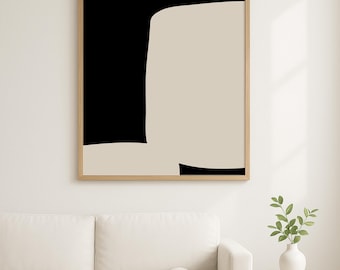 Minimalist Abstract Shapes Print  Black and White Modern Wall Art  Digital Download