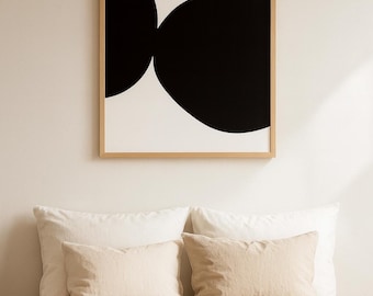 Minimalist Abstract Shapes Print  Black and White Modern Wall Art  Digital Download