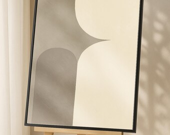 Minimalistische abstracte beige muurkunst digitale download