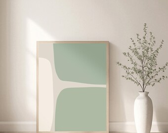 Soft Green Abstract Wall Art Print  Minimalist Decor  Calm Neutral Wall Poster Digital Download