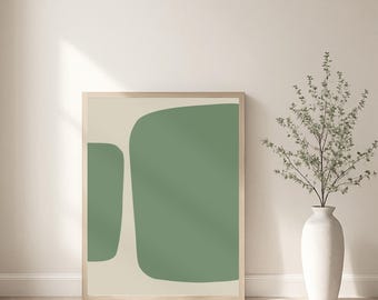 Soft Green Abstract Wall Art Print  Minimalist Decor  Calm Neutral Wall Poster Digital Download