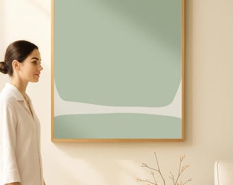 Soft Green Abstract Wall Art Print  Minimalist Decor  Calm Neutral Wall Poster Digital Download