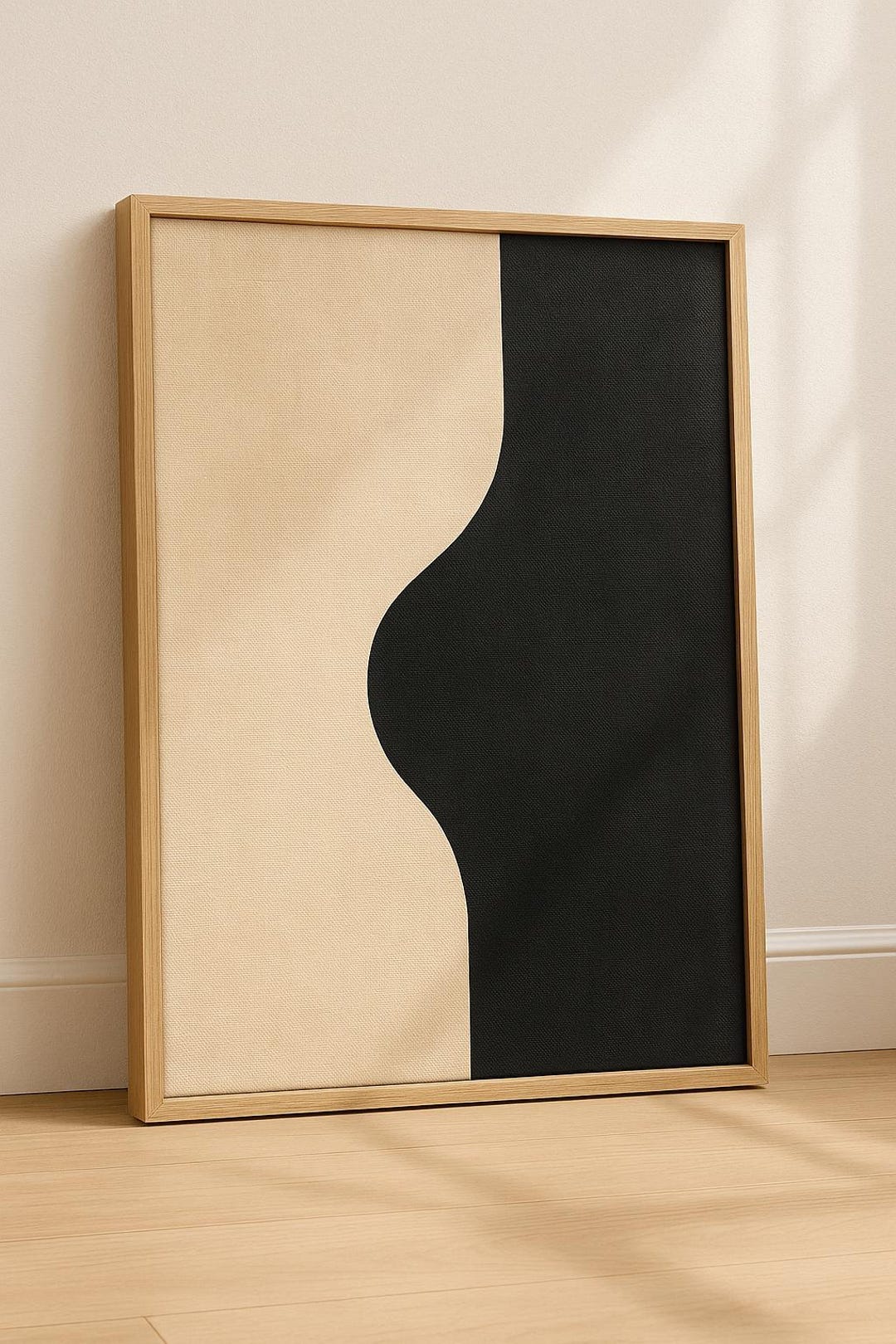 Minimalist Abstract Wall Art – Black and Beige Geometric Print - Etsy