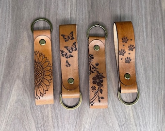 Handmade Engraved Leather Keychain