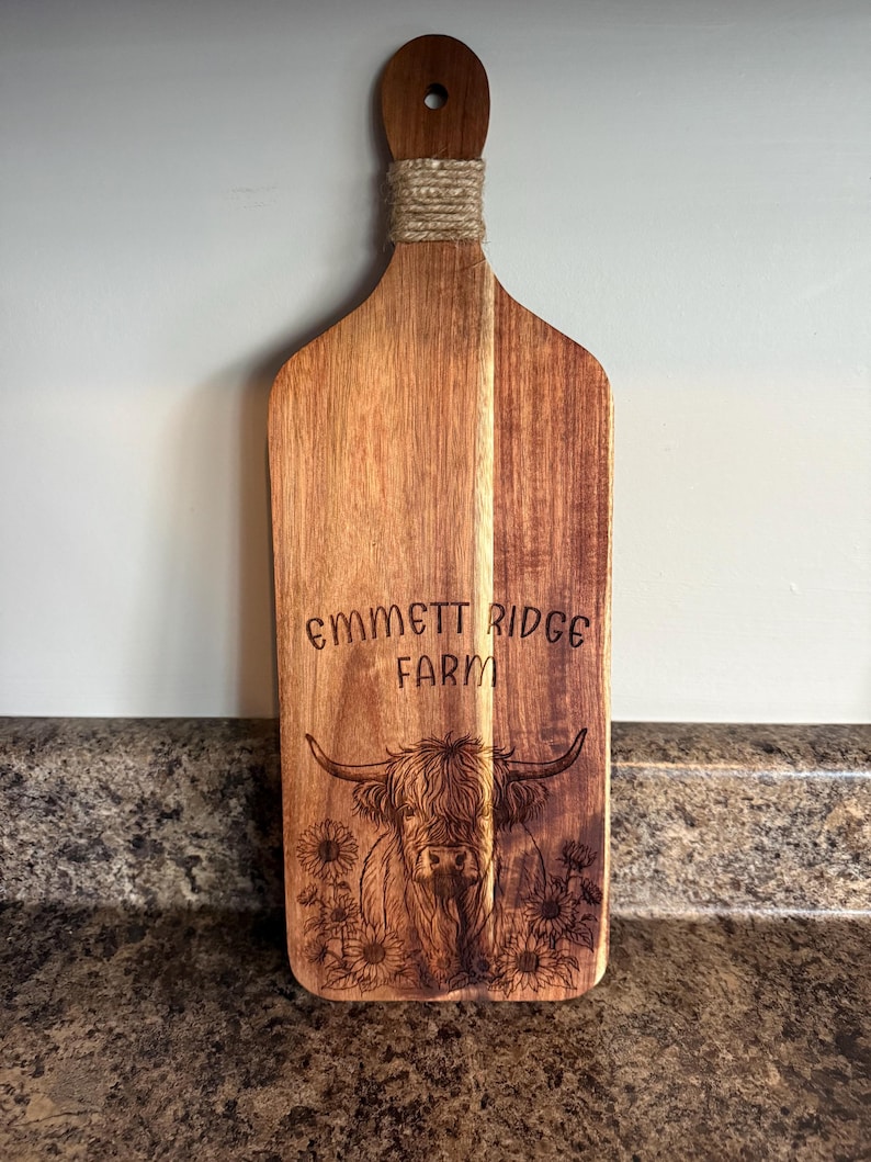 Custom Highland Cow Wood Charcuterie Board image 5