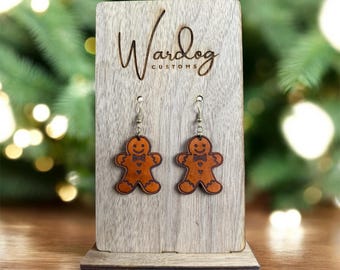 Gingerbread Man Leather Earrings